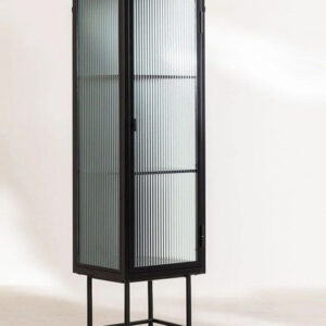 ארון ויטרינה דובאי שחור מט בשילוב זכוכית לאונרדו הום leonardo home